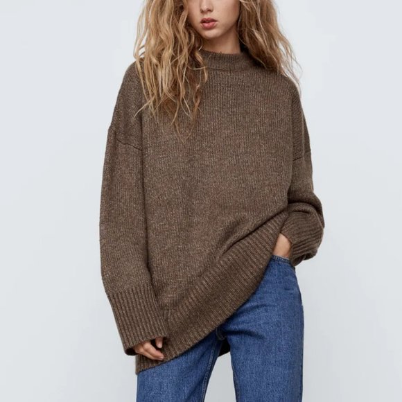 Zara Sweaters - Blogger Favorite Zara Oversized Sweater Slouchy Ribbed Knit Crew Chunky Preppy